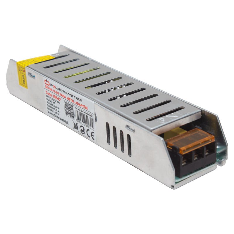 Powermaster PM-13247 12 Volt - 5 Amper Slım Kasa Metal Adaptör (158*40*30)