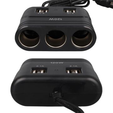 Olesson 1678 12-24V 4 USB Girişli 120W 80cm Kablolu 3'lü Araç Çakmak Çoklayıcı