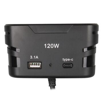 Olesson 2013 12-24V TYPE-C + USB Girişli 120W 80 CM Kablolu 3'lü Araç Çakmak Çoklayıcı