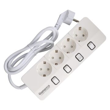 Yamatik X-MAN-104 A-CLASS 4'lü Ayrı Anahtarlı 1.3 Metre Akım Korumalı Grup Priz 1400 Joule