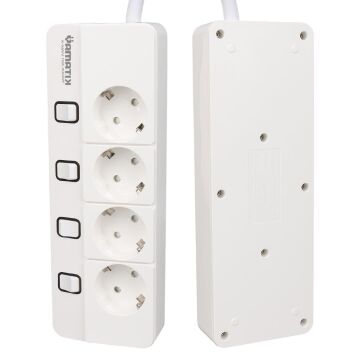 Yamatik X-MAN-104 A-CLASS 4'lü Ayrı Anahtarlı 2 Metre Akım Korumalı Grup Priz 1400 Joule