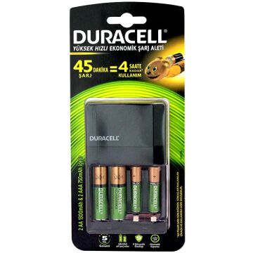 Duracell AA*2 + AAA*2 (Pilli) Hızlı Pil Şarj Aleti CEF14 (2 Adet *750 mAh AAA + 2 Adet* 1300 mAh AA Pil)