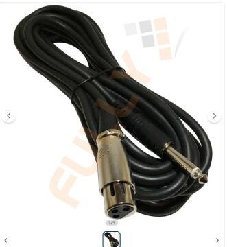 Fully G-526F 6.3mm Mono Erkek Canon Dişi 5 Metre Siyah Mikrofon Ara Kablosu