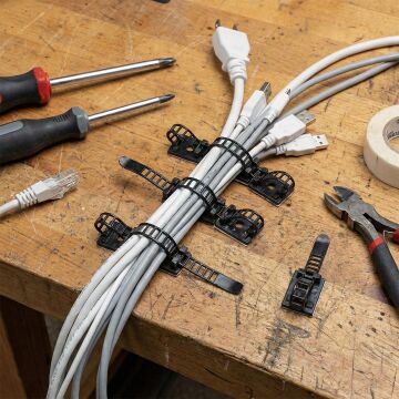 PowerMaster PM-29060 Yapışkanlı Ayarlanabilir Kablo Toplama Tutucu (100'lü Paket)