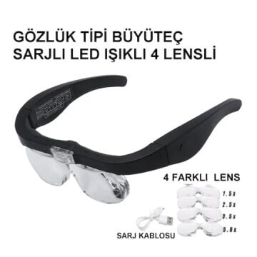 Nikula- Şarjlı Gözlük Büyüteç 4 Farklı Lens -11537dc