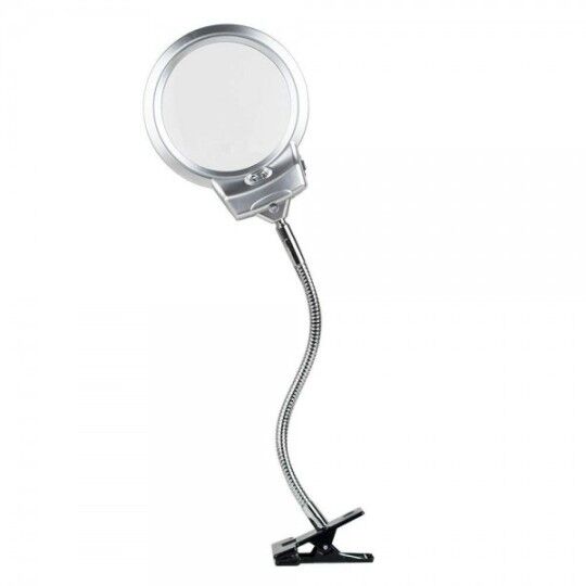 Nikula-2.5X130 MM 5X24 MM LED Aydınlatmalı Büyüteç,Masa Üstü Metal Hortum Mandallı