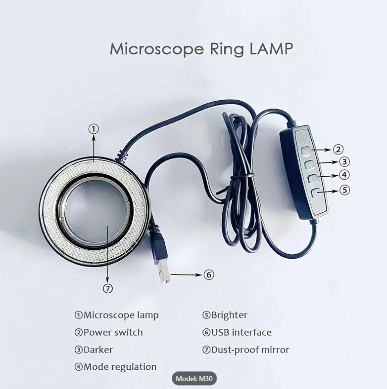 Mikroskop Aydınlatıcı Halka Işık Kaynağı Ubs Ayarlanabilir