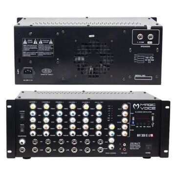 Magicvoice MV-300EF-TR 300 Watt 6 Mikrofon Girişli USB-Bluetooth Destekli Trafolu Mixer Anfi