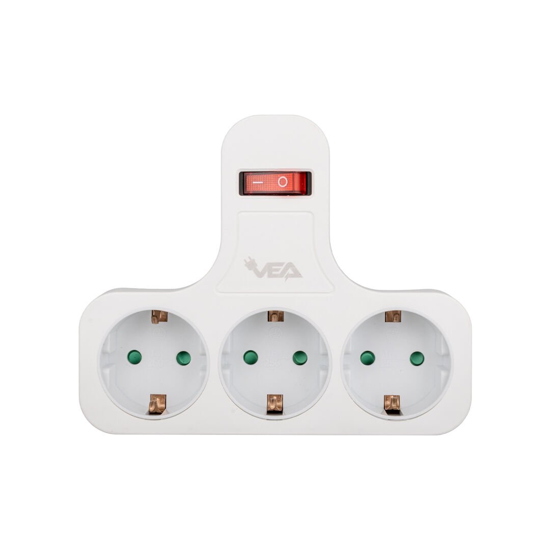 VEA VE-22418 16 AMPER 3500 WATT ANAHTARLI 3LÜ PRİZ