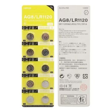PowerMaster AG8 LR1120 1.5V Alkalin Düğme Pil (10'lu Paket)