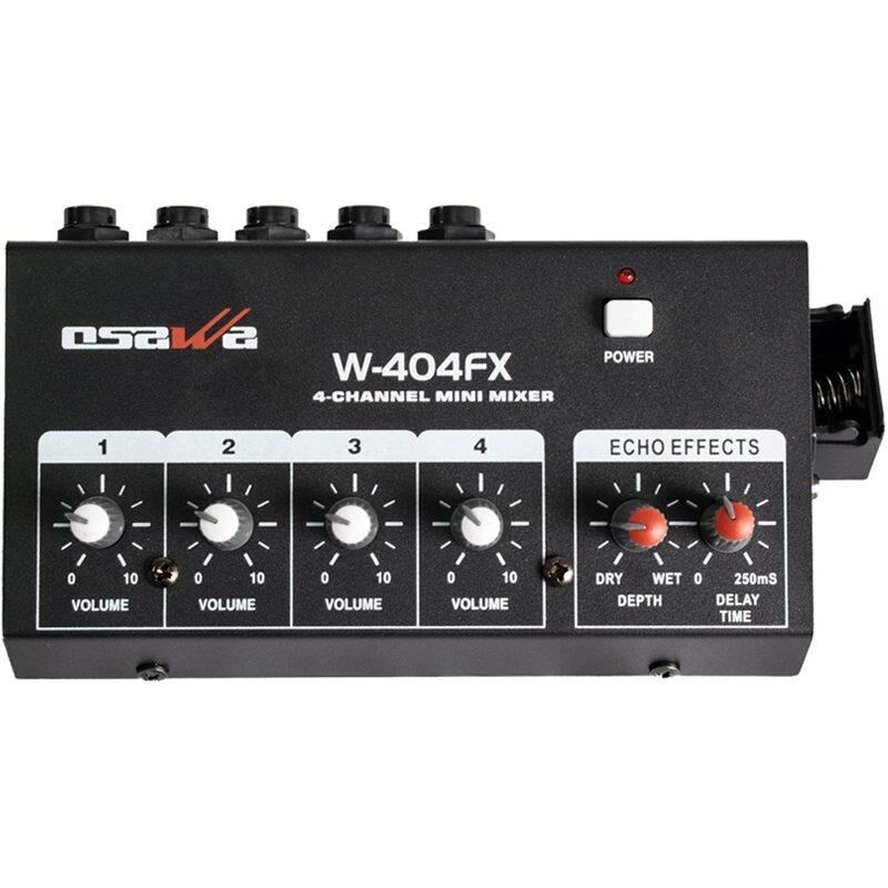 Osawa Mikrofon Giriş-1 Line Çıkış Eko’lu 4 Kanal 20 dB Adaptörlü Mini Mikrofon Çoğaltıcı W-404FX