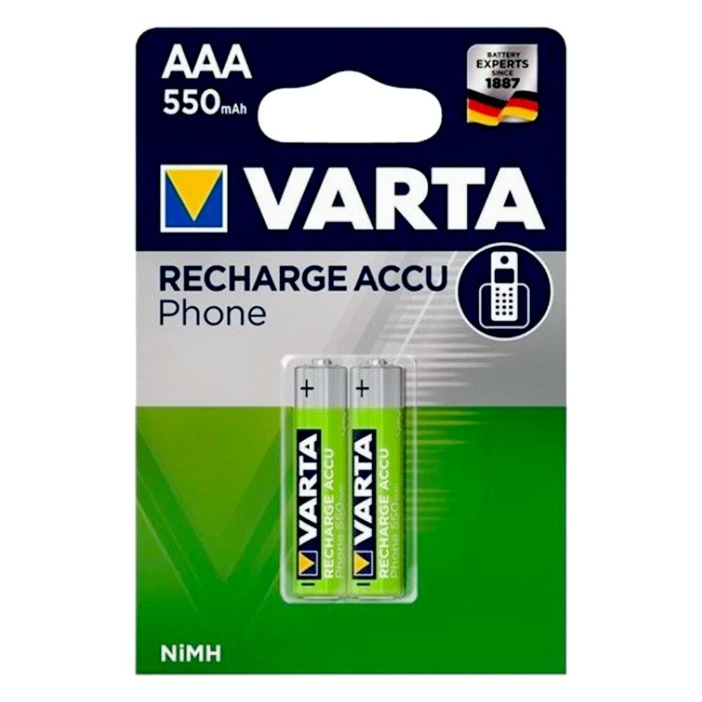 Varta Ni-Mh 1.2 Volt 550 mA HR03 AAA Şarjlı 2'li İnce Kalem Pil 56663
