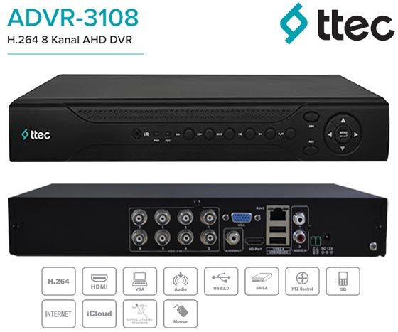 TTEC ADVR-3108 8 KANAL AHD KAYIT CİHAZI