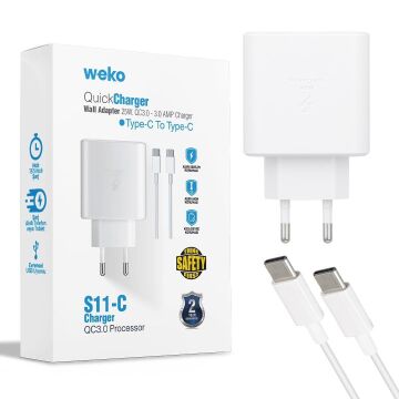 Weko Wk-21440 S11-c 25 Watt Şarj Başlık Adaptörü + Type-c To Type-c Kablo No:9t