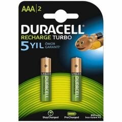Duracell HR03/DX2400 Şarjlı 900 mAh 2'li AAA İnce Kalem Pil