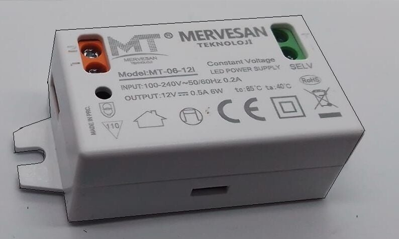 Mervesan MT-06-12İ 12V 0.5 Amper Adaptör