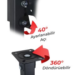 PowerMaster PM-32 Led/Lcd/Plazma 70-90-110 CM Dar Ağız 45 Derece Açılı Tavan TV Askı Aparatı