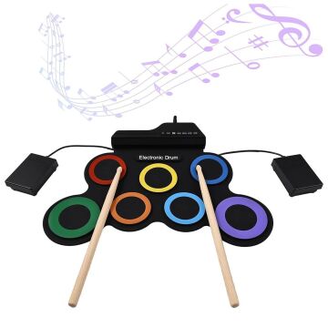 Magicvoice G3002R 7 Ped Gökkuşağı Renkli Elektronik Roll Up Davul Kiti