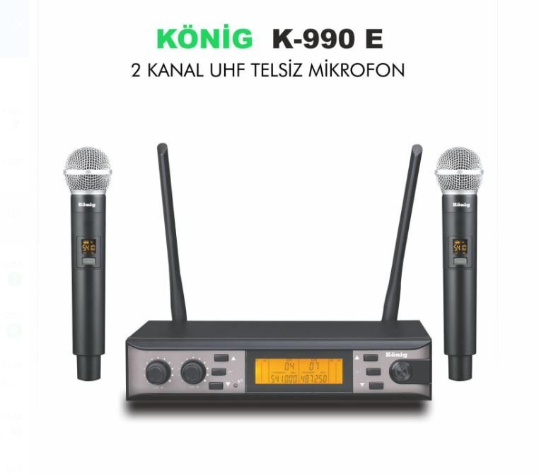 König K-990 UHF 2X100 Kanal 2 El Mikrofon Telsiz Mikrofon