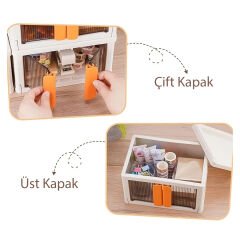 SUNUP SN-25881 40X64X37CM 72L KATLANABİLİR PLASTİK SAKLAMA KUTUSU KAHVERENGİ KAPAKLI TEKERLEKLİ