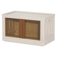 SUNUP SN-25882 31X49X30CM 32L KATLANABİLİR PLASTİK SAKLAMA KUTUSU KAHVERENGİ KAPAKLI TEKERLEKLİ