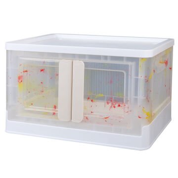 Sunup SN-25883 72L Katlanabilir Plastik Saklama Kutusu Renkli Kapaklı Tekerlekli 40x64x37cm