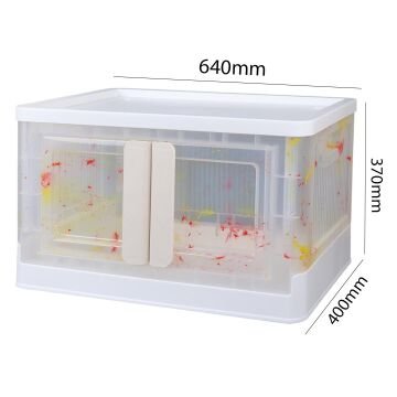 Sunup SN-25883 72L Katlanabilir Plastik Saklama Kutusu Renkli Kapaklı Tekerlekli 40x64x37cm