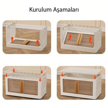 Sunup SN-25883 72L Katlanabilir Plastik Saklama Kutusu Renkli Kapaklı Tekerlekli 40x64x37cm