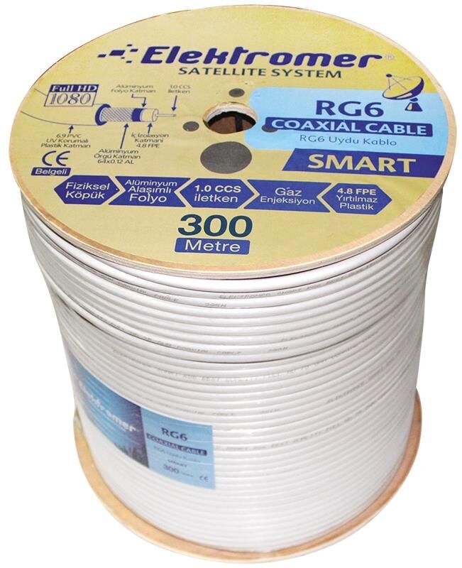 Elektromer Rg6-U4 64 TV Anten Kablosu (300 Mt.)