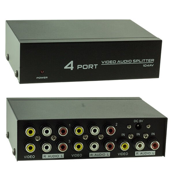 PowerMaster AV-104 4 Port AV CVBS RCA Video Audio Splitter Çoğaltıcı Dağıtıcı