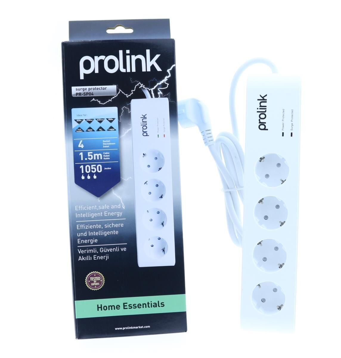 Prolink PR-SP04 4'lü Akım Korumalı Priz 1050J 1.5mt