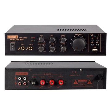 No-Tel 50 W Mini USB-SD-Bluetooth 70-100 V 2 Mik. Giriş Trafolu Anfi NOT-PA80