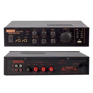 No-Tel 50 W Mini USB-SD-Bluetooth 70-100 V 2 Mik. Giriş Trafolu Anfi NOT-PA80