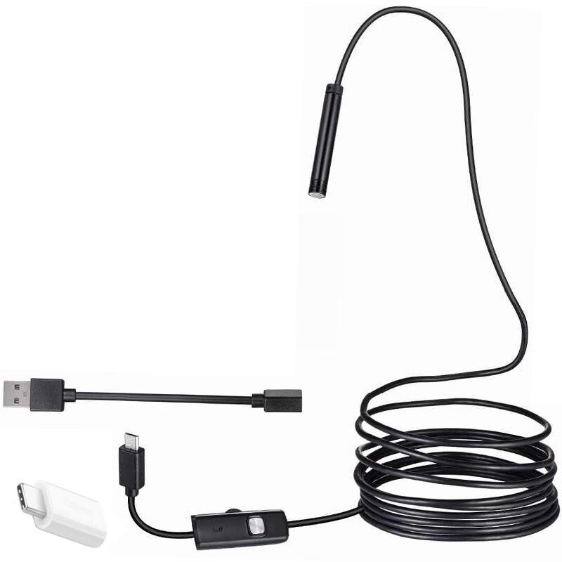 Powermaster 3in1 Micro Usb+Type C+Pc 8 Mm Işıklı 5 Metre Endeskop Yılan Kamera