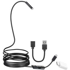 Powermaster 3in1 Micro Usb+Type C+Pc 8 Mm Işıklı 5 Metre Endeskop Yılan Kamera