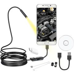 Powermaster 3in1 Micro Usb+Type C+Pc 8 Mm Işıklı 5 Metre Endeskop Yılan Kamera
