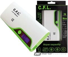 CFL V15T 15000 MA 1A-2A ÇİFT ÇIKIŞLI LCD EKRANLI POWERBANK