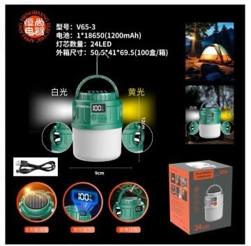 PowerMaster V65-3 24 Led 1200 MAH Solar Kamp Lambası