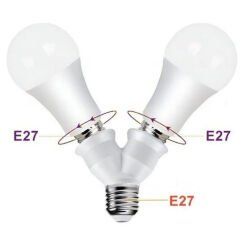 LEDX DY-101 E27 DUY ÇOĞALTICI (TEK DUYDAN ÇİFT E27 LAMBA BAĞLANTISI)