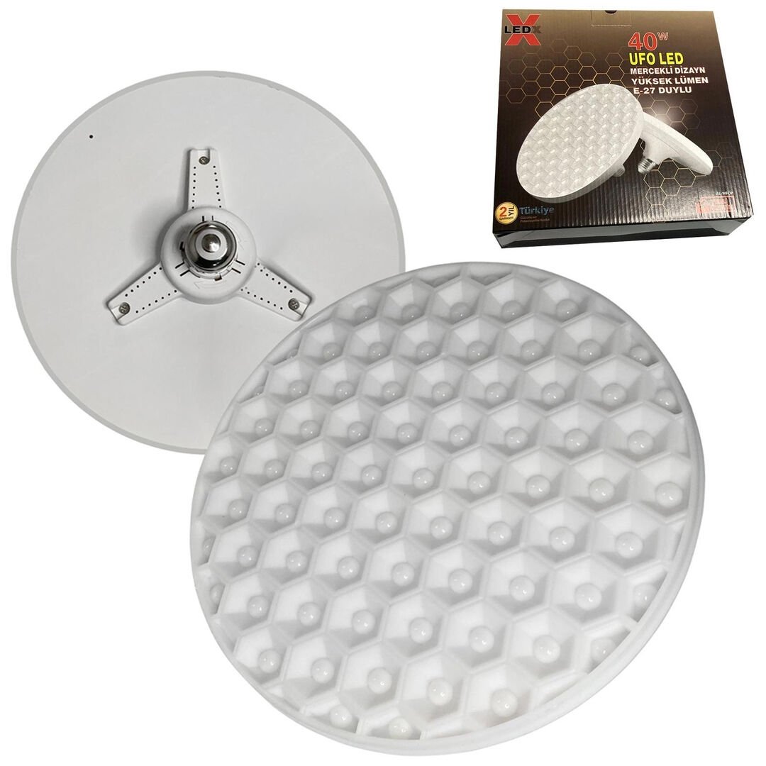 Ledx AL-WFOP Mercekli Dizayn 40 Watt Yüksek Lümen E27 Duylu Beyaz Ufo Led