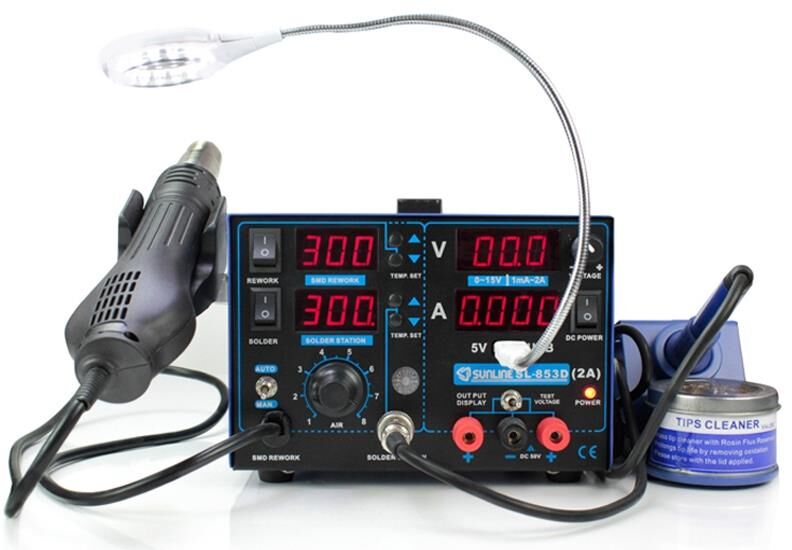 Sunline 853D+ 2A Sıcak Hava İstasyonu ve Isı Kontrollü Lehimleme