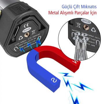 PowerMaster PM-24565 25 Watt USB - Type-C Girişli P50 Ve Cob Ledli 2 Kanatlı Kollu Çalışma Lambası