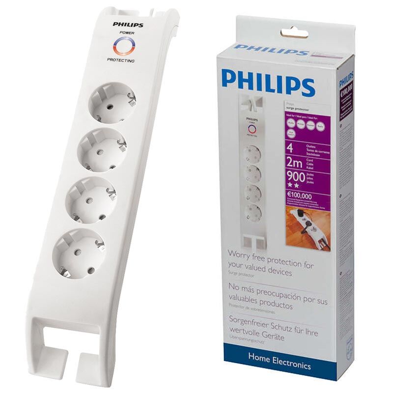 PHILIPS SPN 3040C/10 4LÜ 2 MT BEYAZ AKIM KORUMALI PRİZ