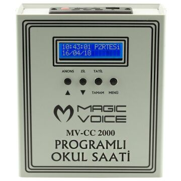 Magicvoice MV-CC2000 USB Duvar Tipi Programlı 20 Adet MP3 Formatı Zil / İstiklal Marşlı Akıllı Dijital Okul Saati (Çan Takılabilir)