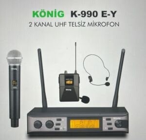 König K-990 El + Yaka Çift Kanal Uhf Telsiz Mikrofon