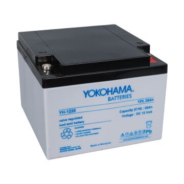 Yokohama YH-122.6 12 Volt  26 Amper Akü (165x176x125 mm)