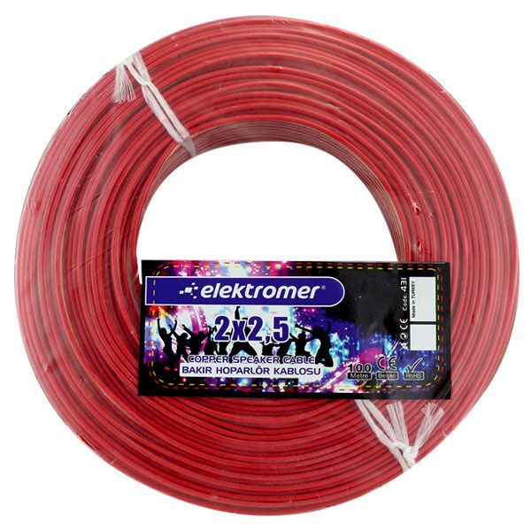 PowerMaster PM-431 2X2.50 Şeffaf Kodlu 100 Metre Bakır Cu Hoparlör Kablosu