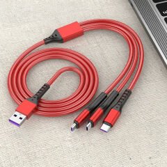 PowerMaster PM-26336 3 IN 1 Kırmızı 1.2 Metre Şarj Kablosu