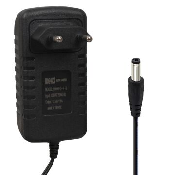 Weko WK-38606 Yerli Üretim 12.6 Volt - 3 Amper 5.5*2.5 Mm Uçlu Ledli Priz Tipi Şarj Adaptörü