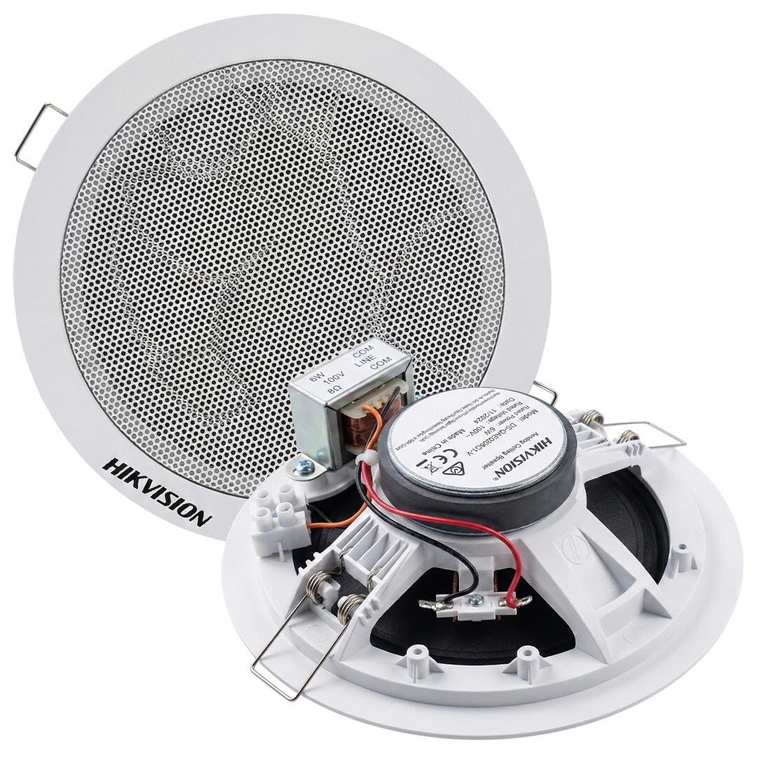Hikvision DS-QAE0206G1-V 5.25'' 6W 8Ohm Analog 100V Trafolu Tavan Gömme Hoparlör Beyaz